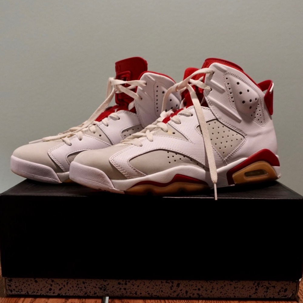 Nike Air Jordan 6 Retro Shoes White/Sport Red-White